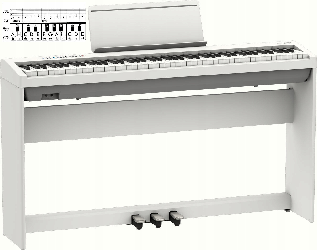 ROLAND FP-30X WH + 3 Pedały + Statyw Drewniany