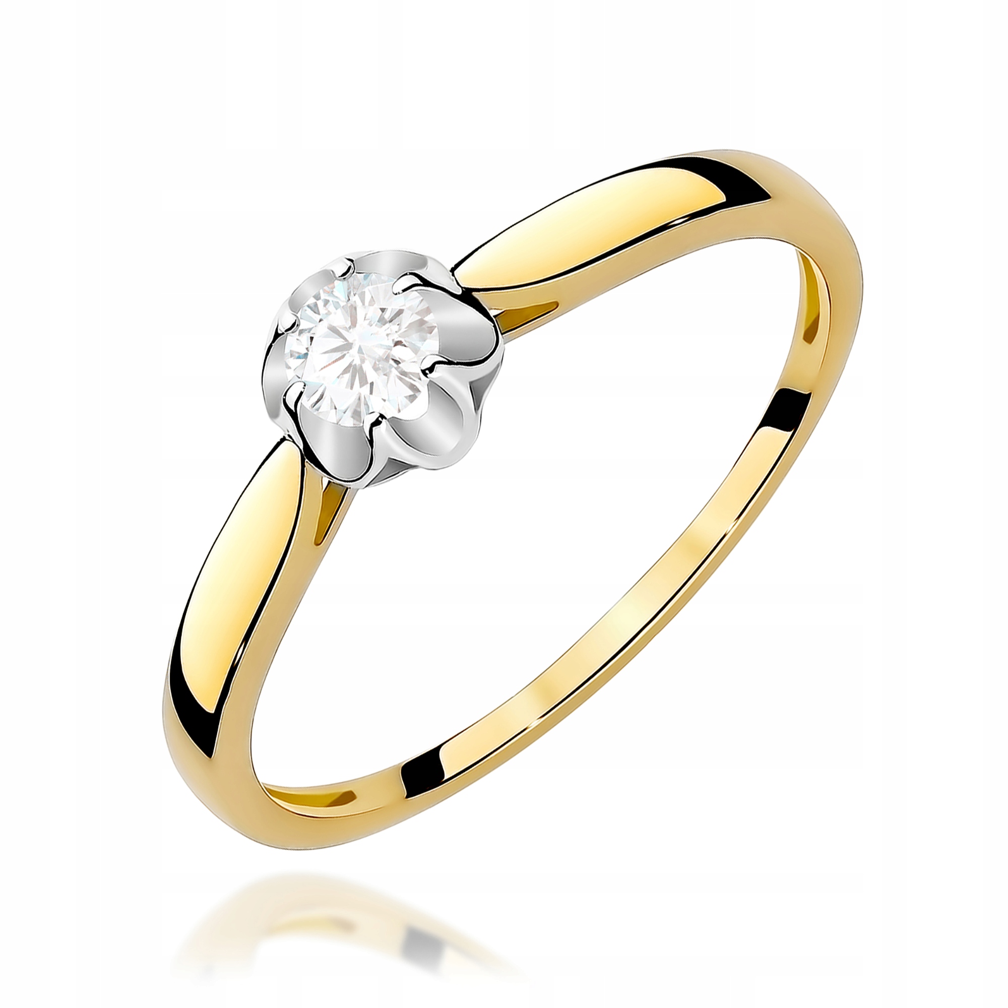 Zlatý prstýnek 585 s diamantem 0.15 ct kulatý na zásnuby, šperky