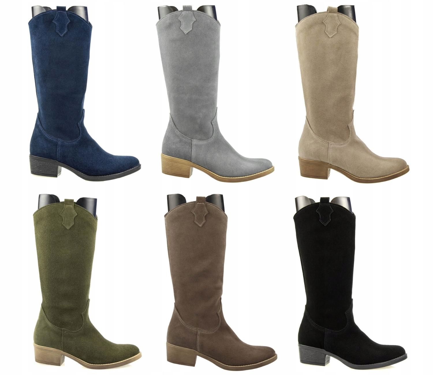 Damskie kozaki skórzane kowbojki Bastek Beżowe 40 Rozmiar 40