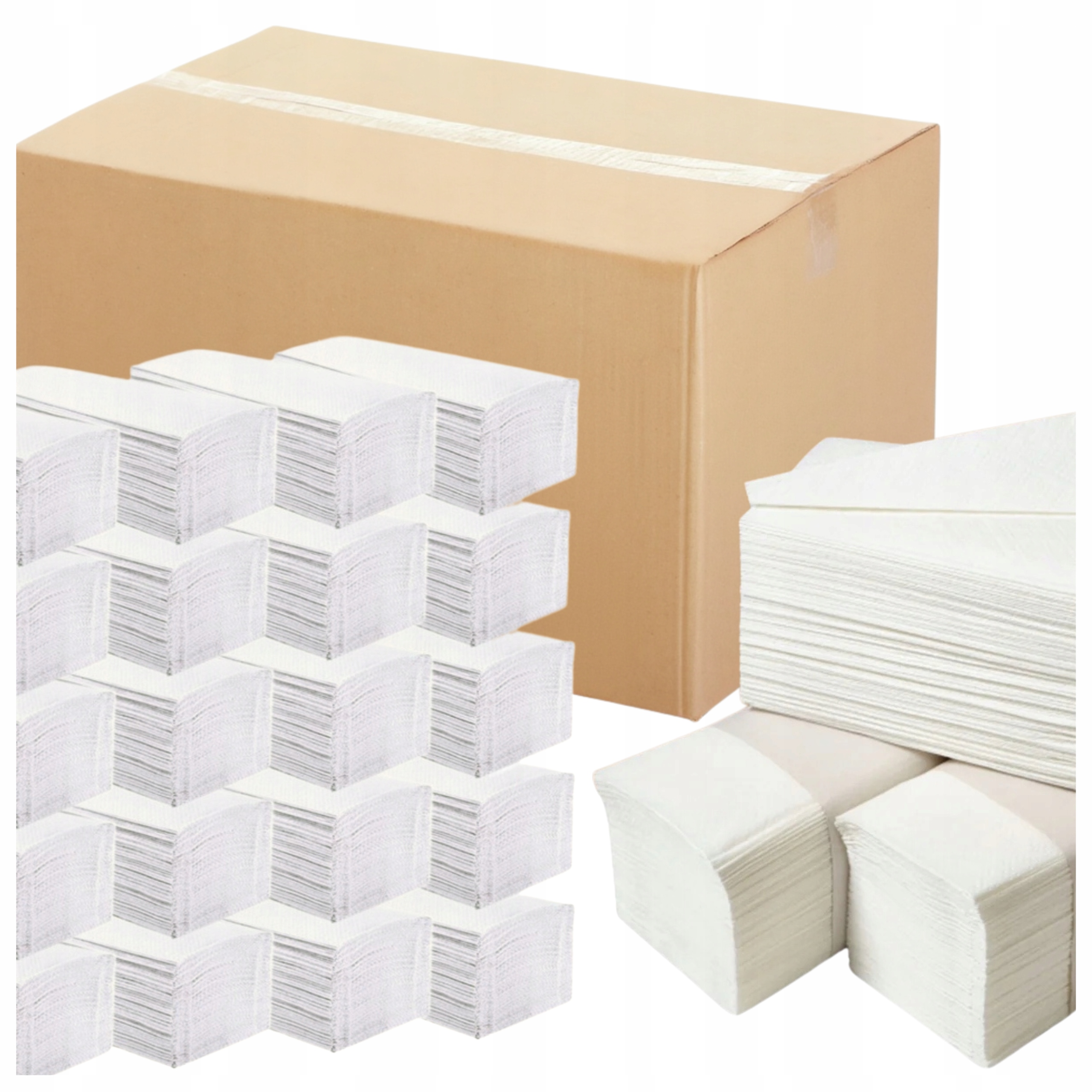 4000x Papírové ručníky Zz Bílé Papírové ručníky do podavače Makulatura