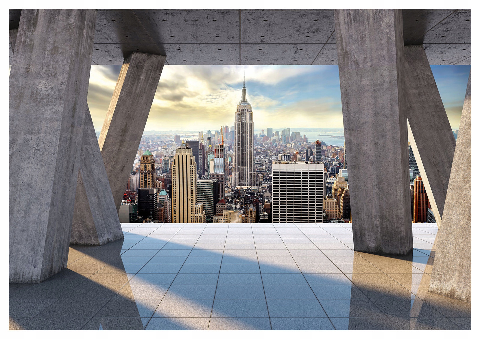 Tapeta New York Betón škrabadlá mraky panoráma mesta 254x184 vinyl lepidlo