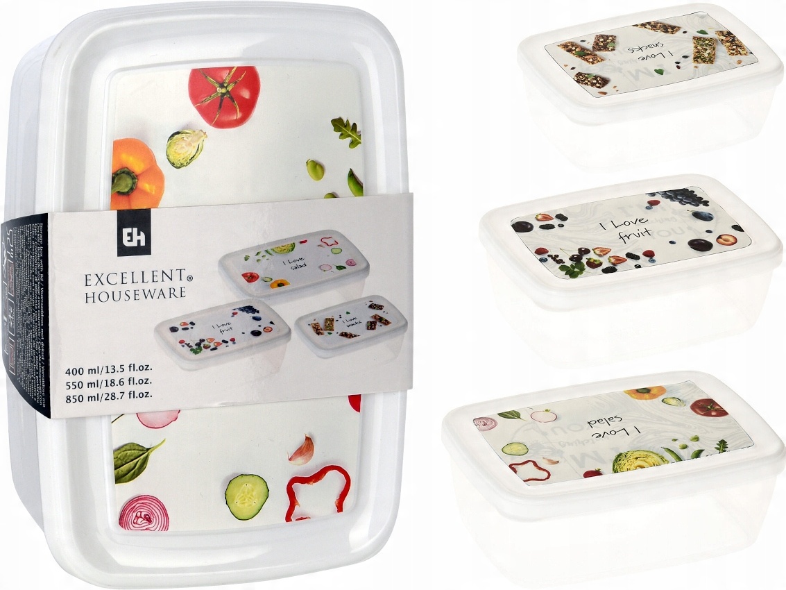 

Lunch Box Pojemniki Kuchenne na Żywność - 3 sztuki
