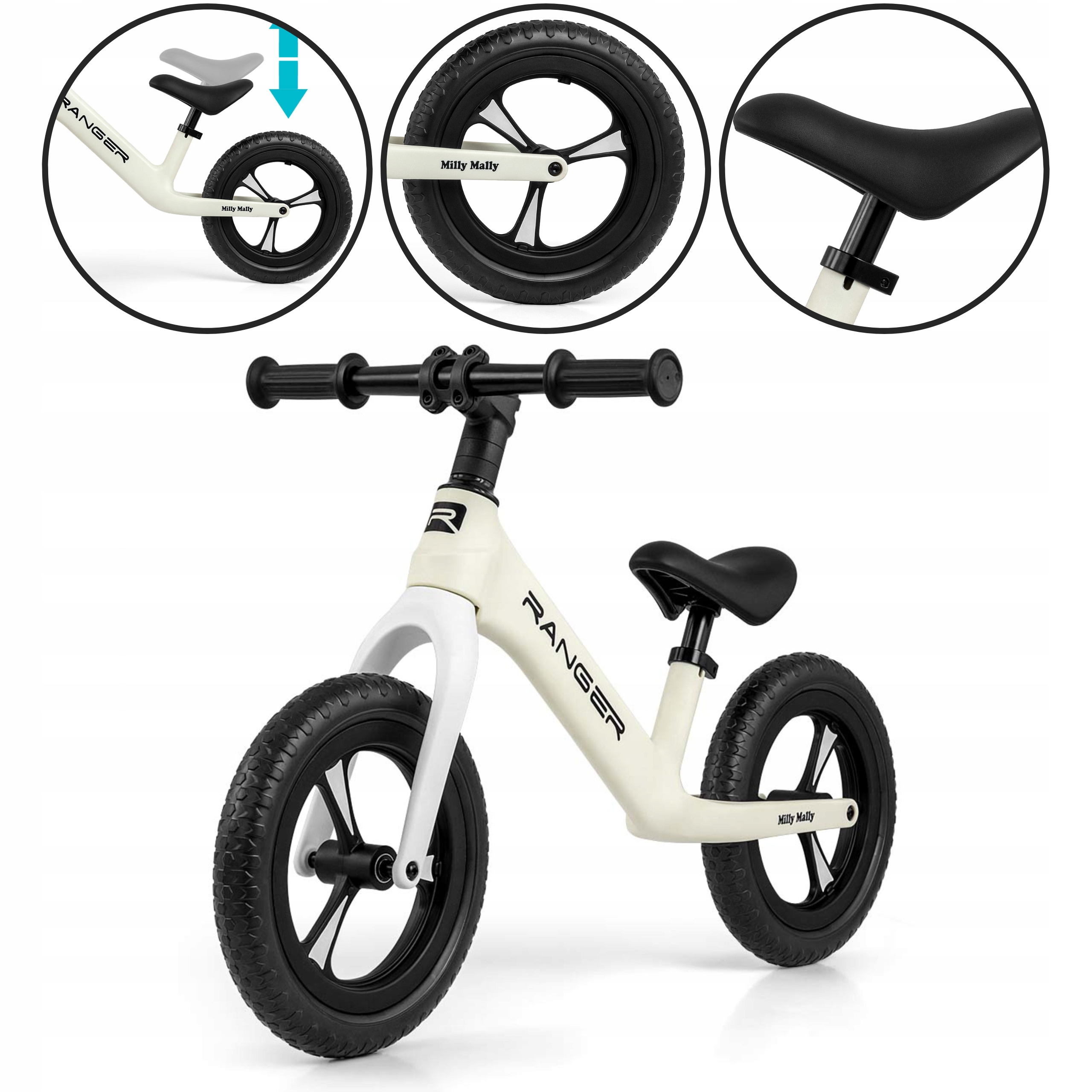 Milly Mally Rowerek Biegowy Dla Dzieci Solidny Ranger White