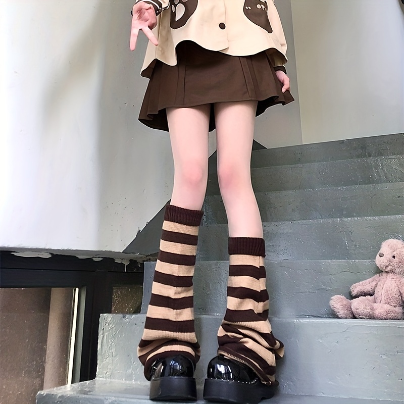 2 PARY SOLID STRIPED KNITTED LEG WARMERS POŃCZOCHY DAMSKIE POŃCZOSZNICZE Marka Inna marka