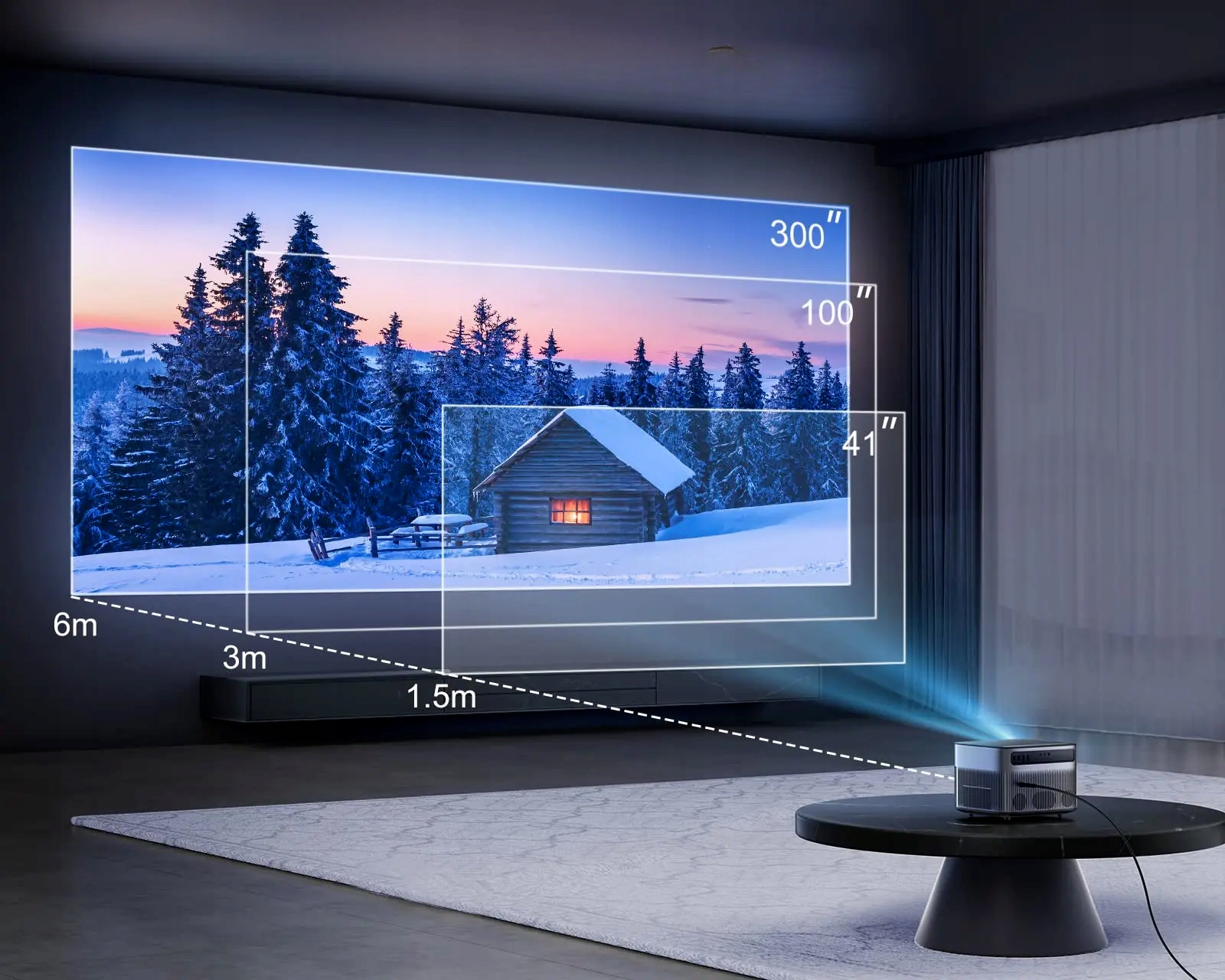 PROJEKTOR 4k Full HD Rzutnik 15000lm 1080p WiFi Bluetooth Auto-focus Format obrazu 16:9