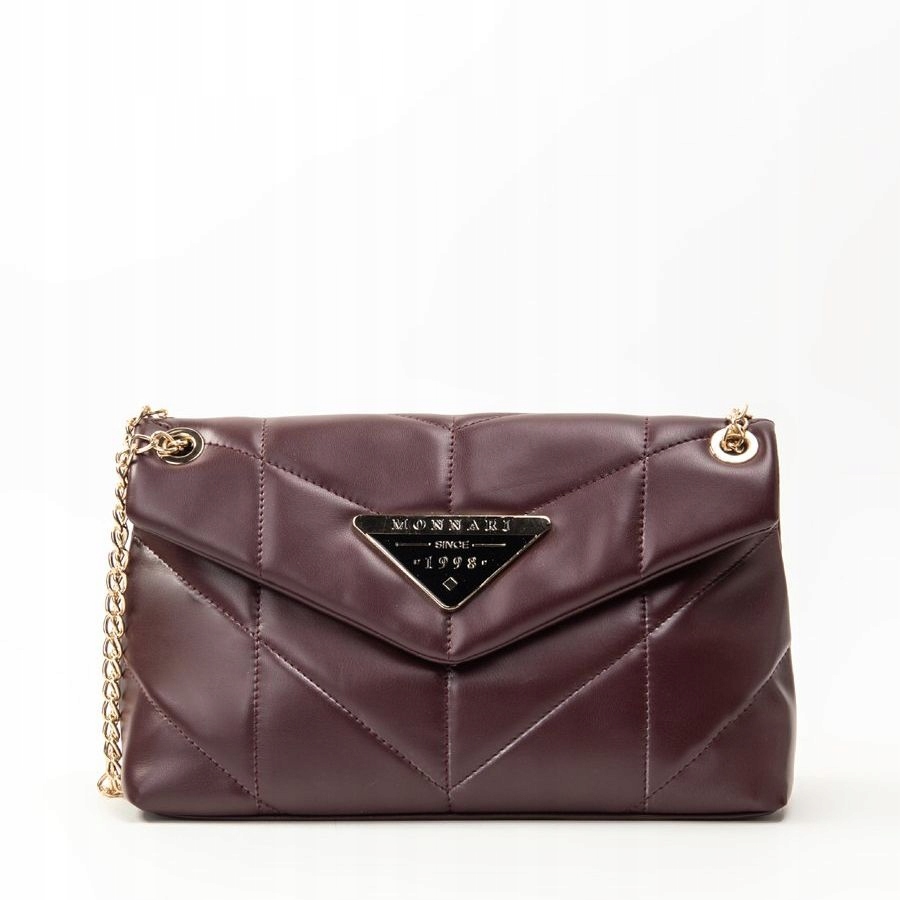 Burgundowa Listonoszka Mała Torebka Monnari Pikowana Złoty Łańcuszek