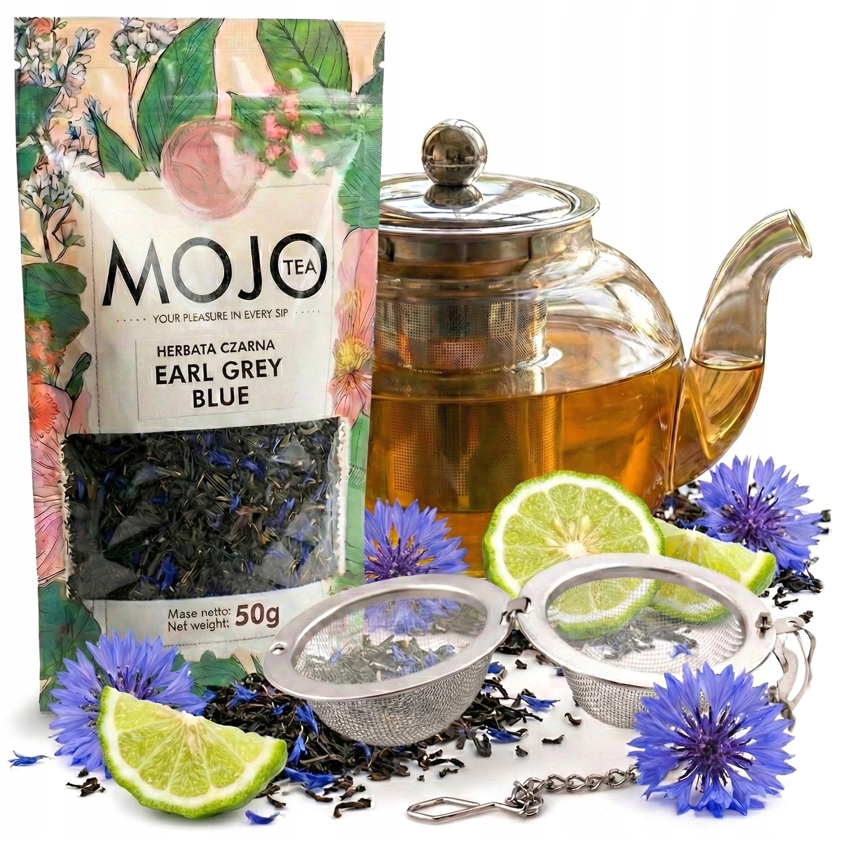 Levně Sada na čaj Mojo Tea Earl Grey Blue džbán dárková konvička