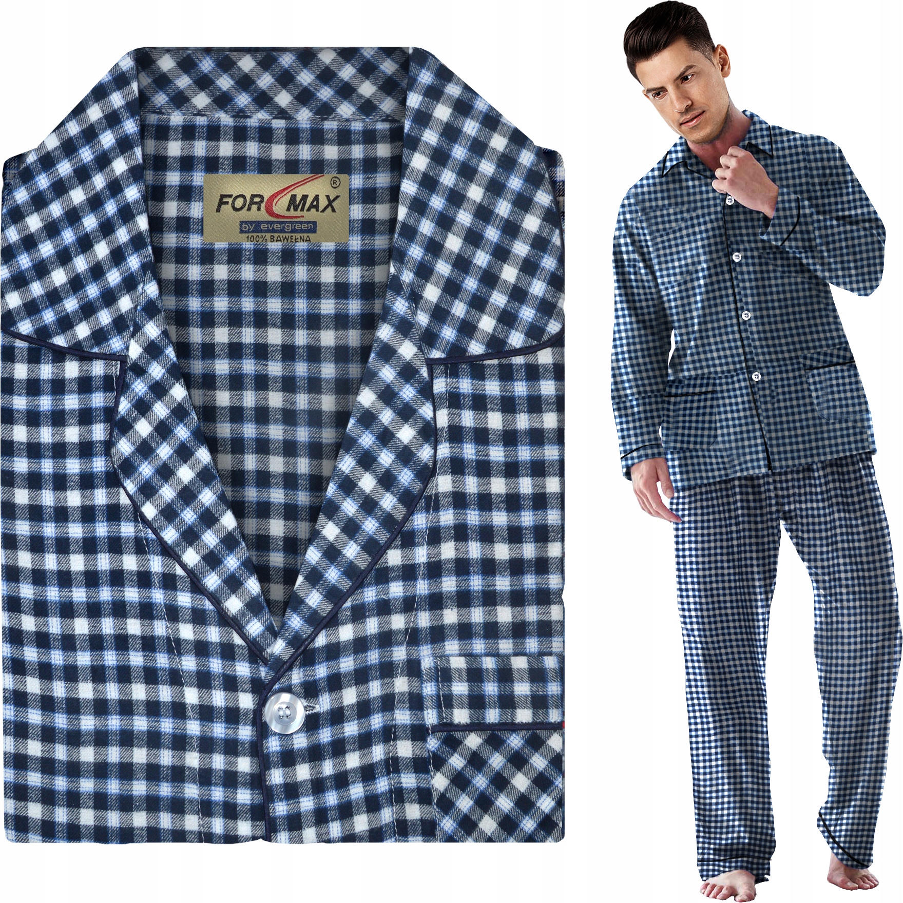 Pánské pyžamo s dlouhým rukávem 100% bavlna Rozepínací úplet D022 vel XXL