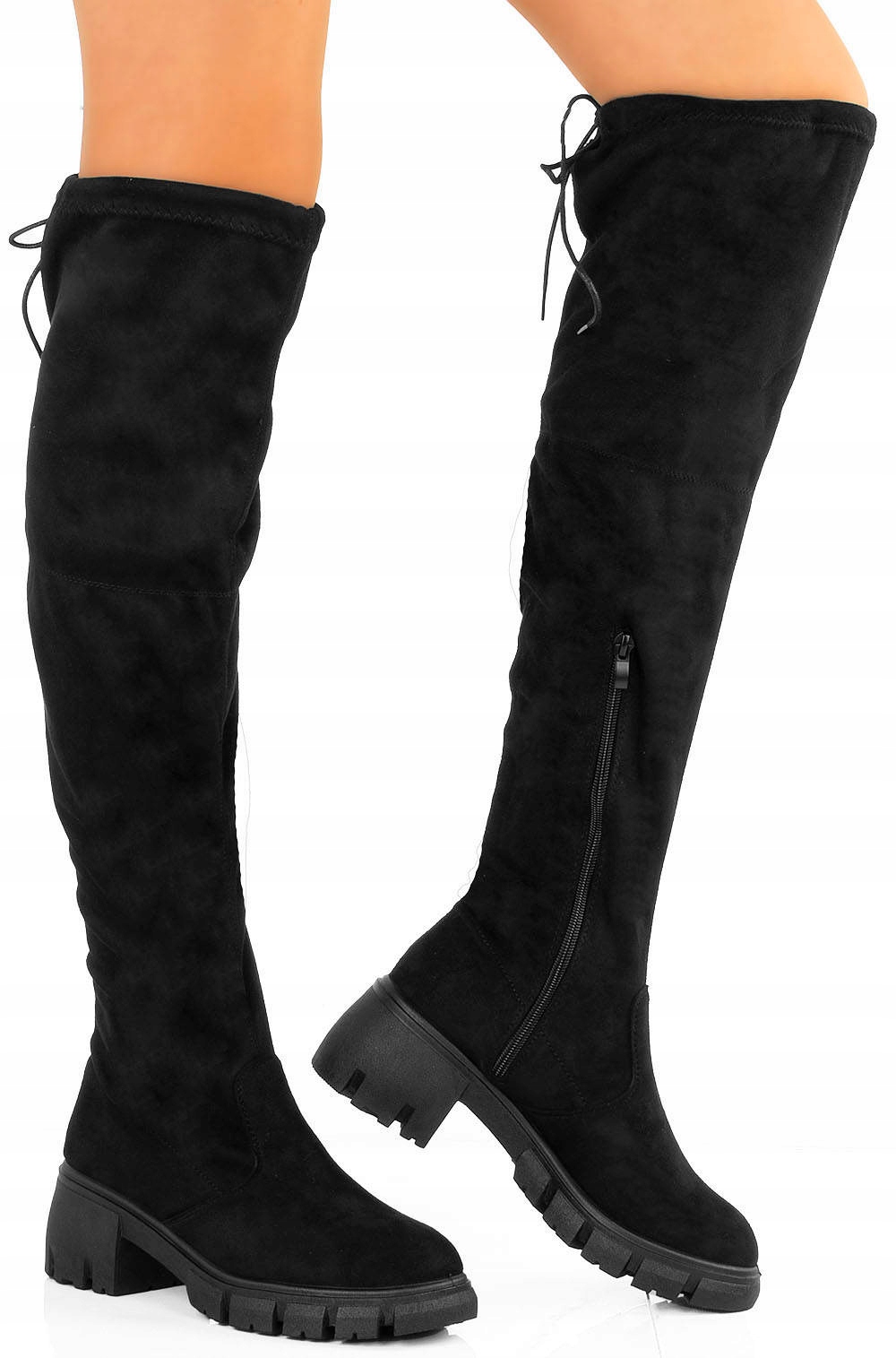 7028 CZARNE KOZAKI ZAMSZOWE OFICERKI WYSOKIE 38 Płeć kobieta