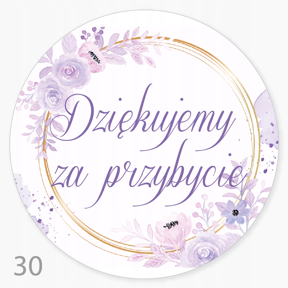 

Naklejki Dziękujemy Przybycie Ślub Komunia 24 szt