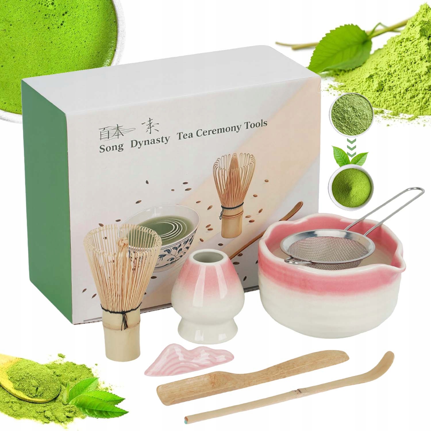 Zestaw Do Herbaty Matcha,zestaw Miotełka 7EL Z Ceramicznym Miska Do Matchy