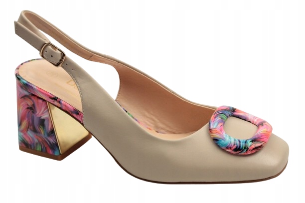 Boty CR51-002 38 Béžová Ozdobná Klamerka Podpatek Kožené