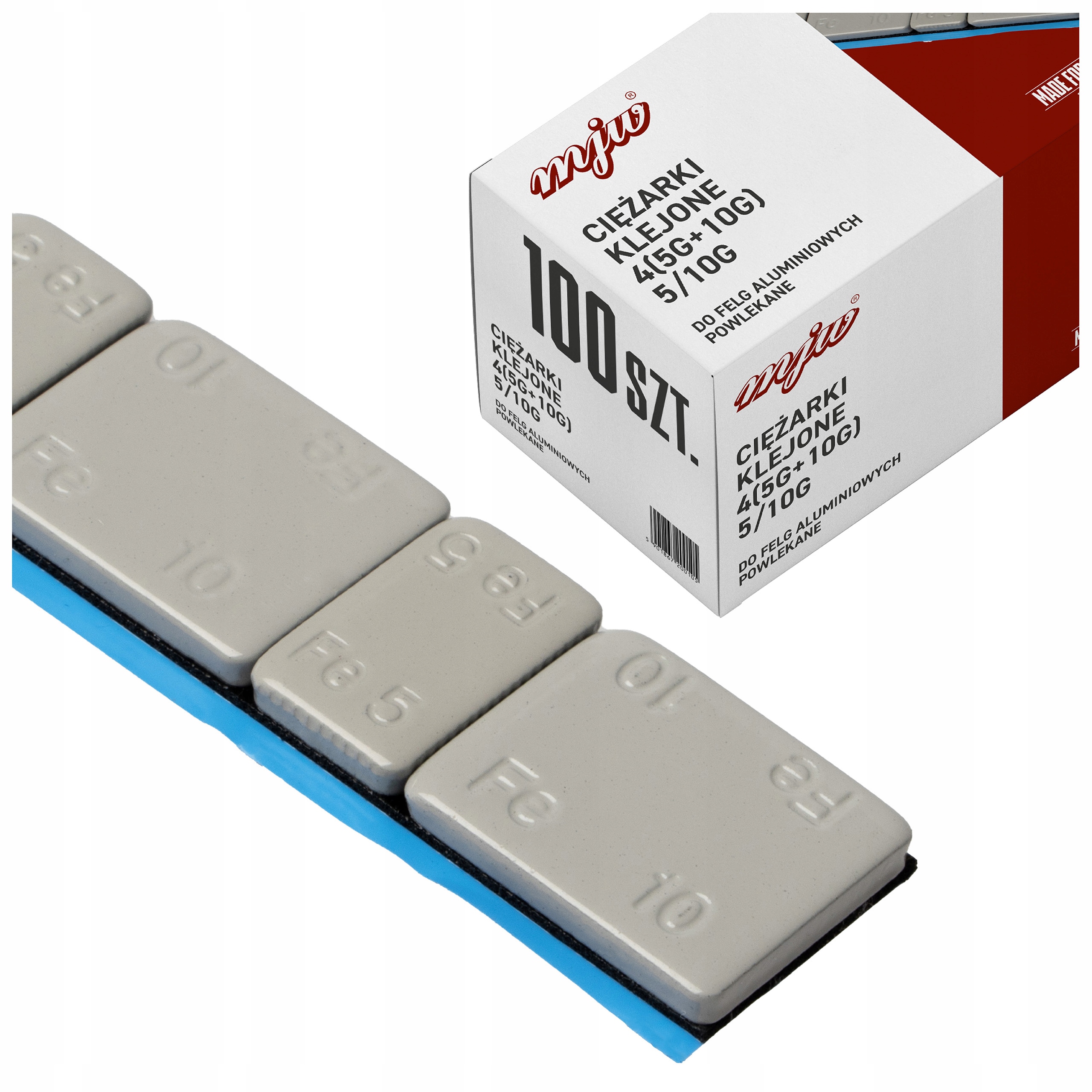 Ciężarki klejone 4(5g+10g) 5/10g do felg aluminiowych powlekane 100 sztuk