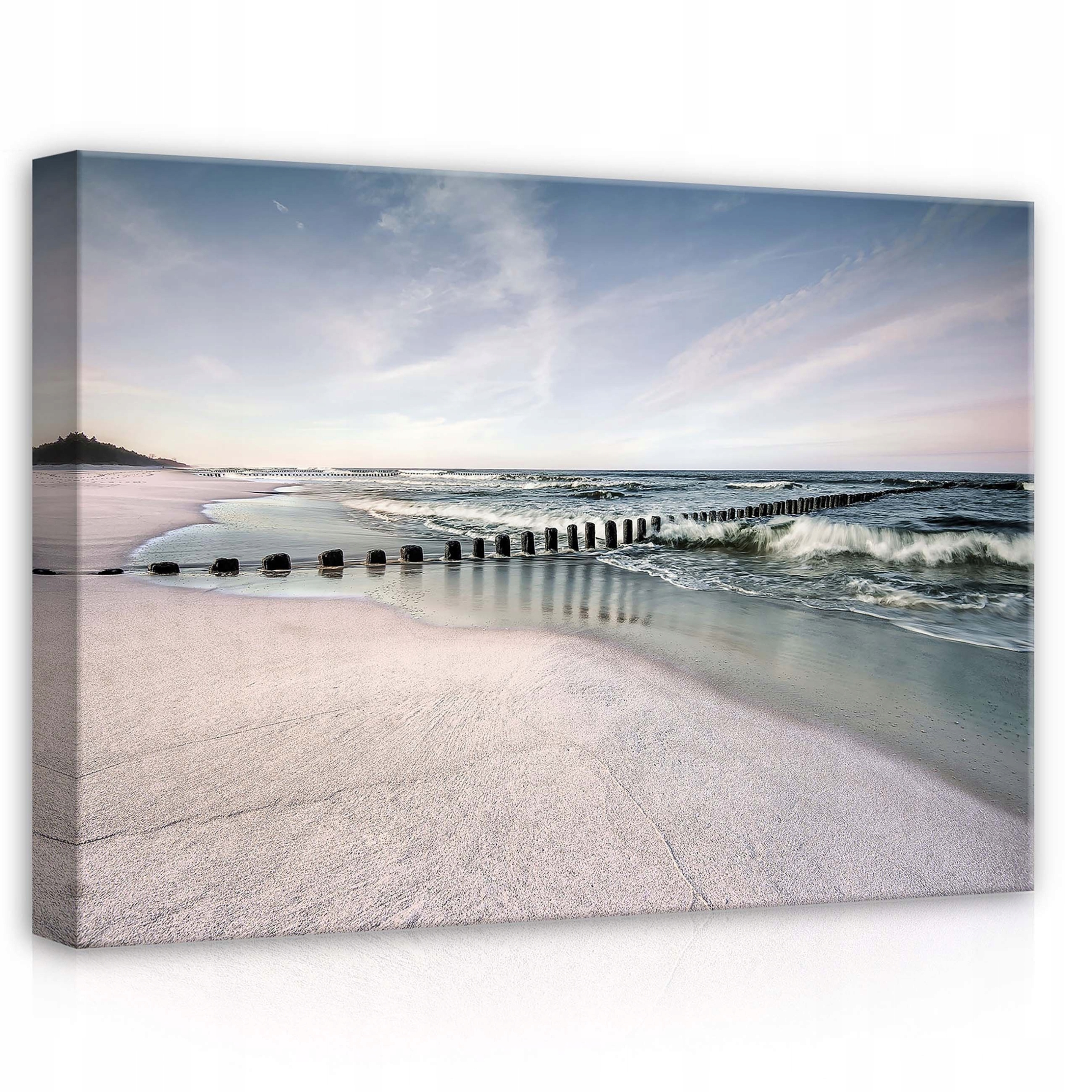 Obraz 70x50 Moře pláž vlny dřevěné pale klid příroda melancholie