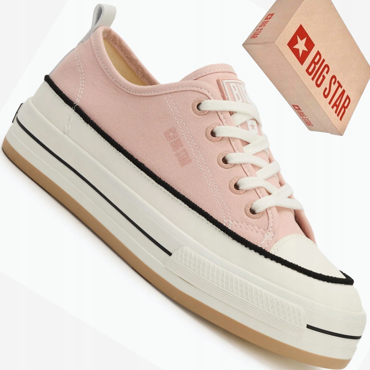 Big Star NN274207 trampki damskie różowe buty na platformie