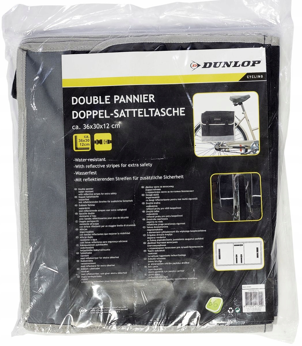 WODOSZCZELNA SAKWA TORBA ROWEROWA PODWÓJNA NA BAGAŻNIK 26L DUNLOP Pojemność 26 l