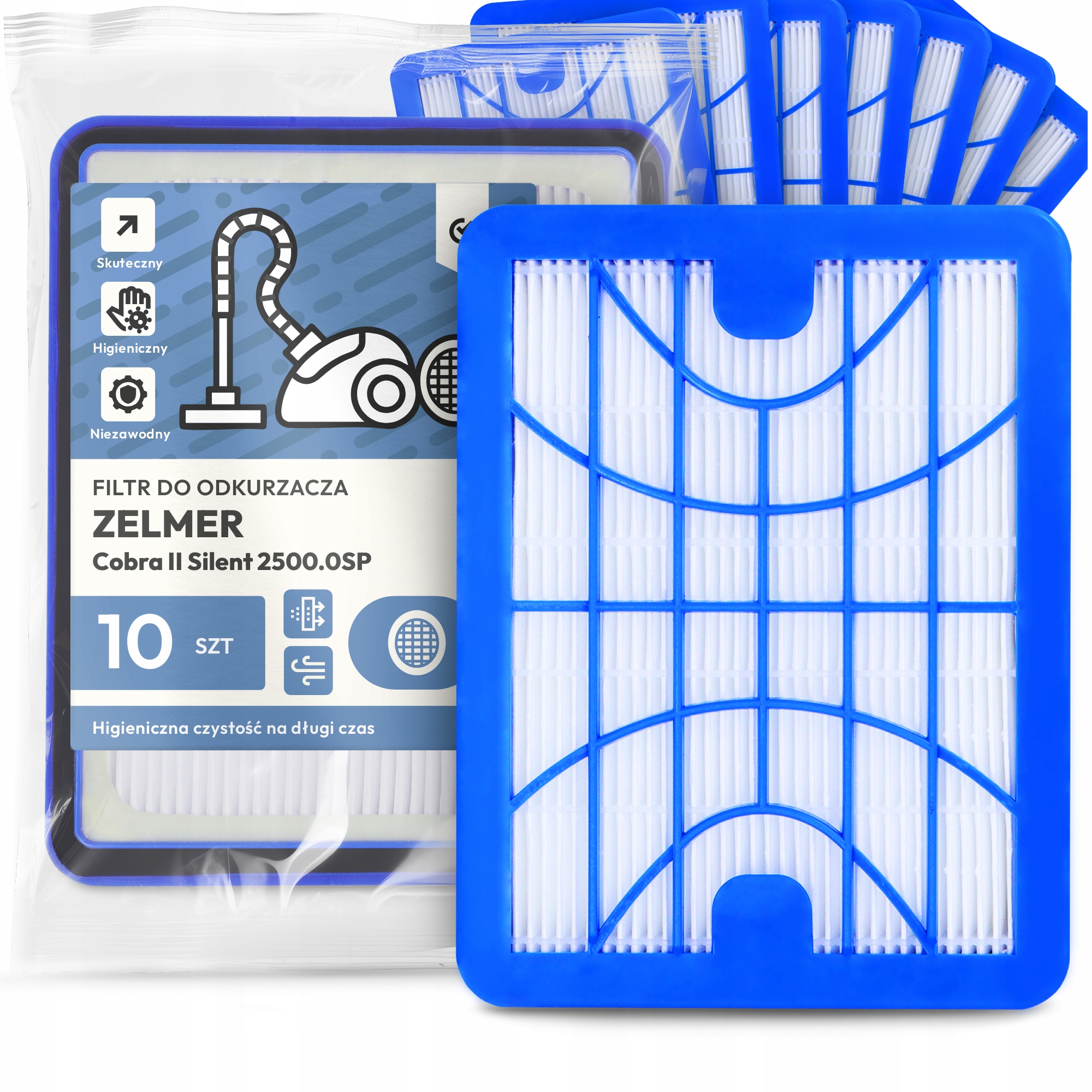10 x Vzduchový Filtr Pro Vysavač Zelmer Cobra II Silent 2500.0SP Hepa Em-w