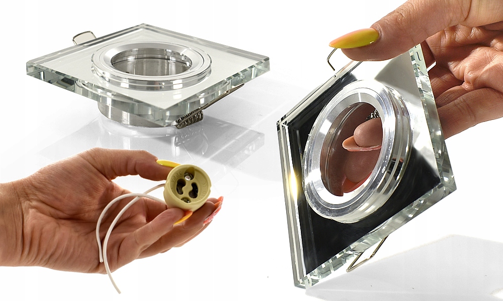 9x OCZKO SUFITOWE LED OPRAWKA + HALOGEN GU10 Długość/wysokość 9 cm