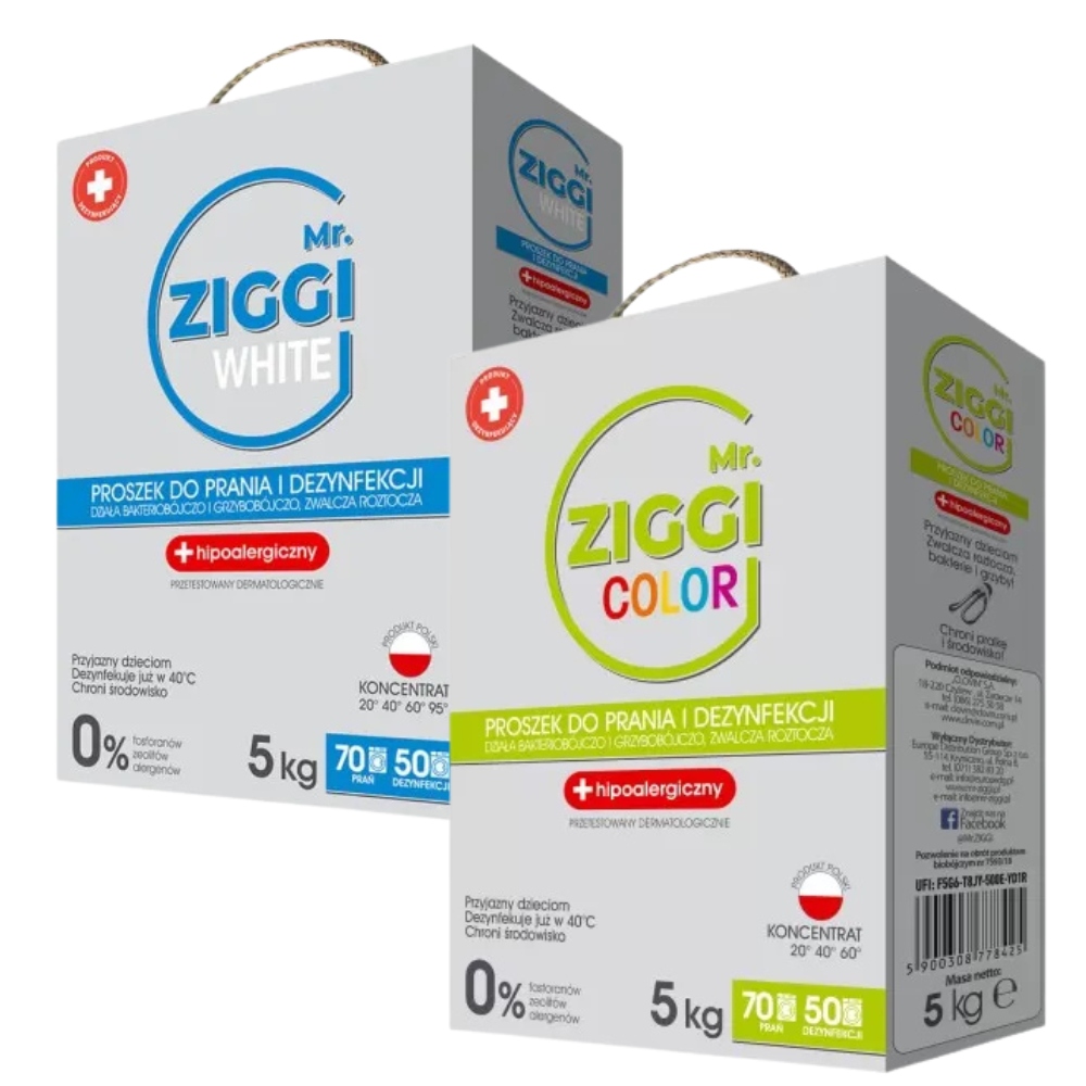 Levně Mr. Ziggi Hypoalergenní Prášek White a Color 2x70 praní