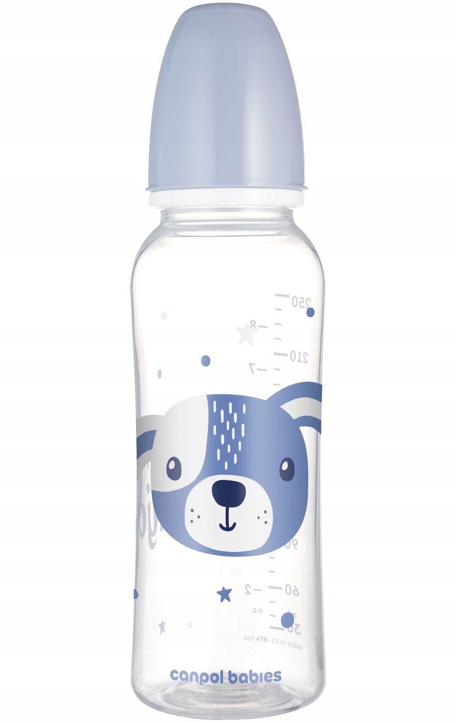 CANPOL LEKKA WĄSKA BUTELKA 250ml CUTE ANIMALS 12M+