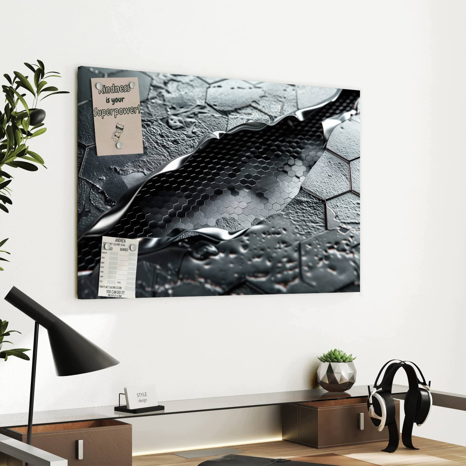 Magnetická tabule Šestiúhelník Vzor 60 × 40 cm