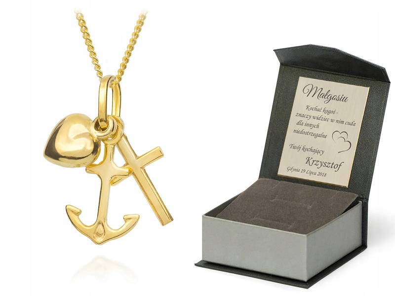 

Złoty Naszyjnik Wiara Nadzieja Miłość 333 prezent