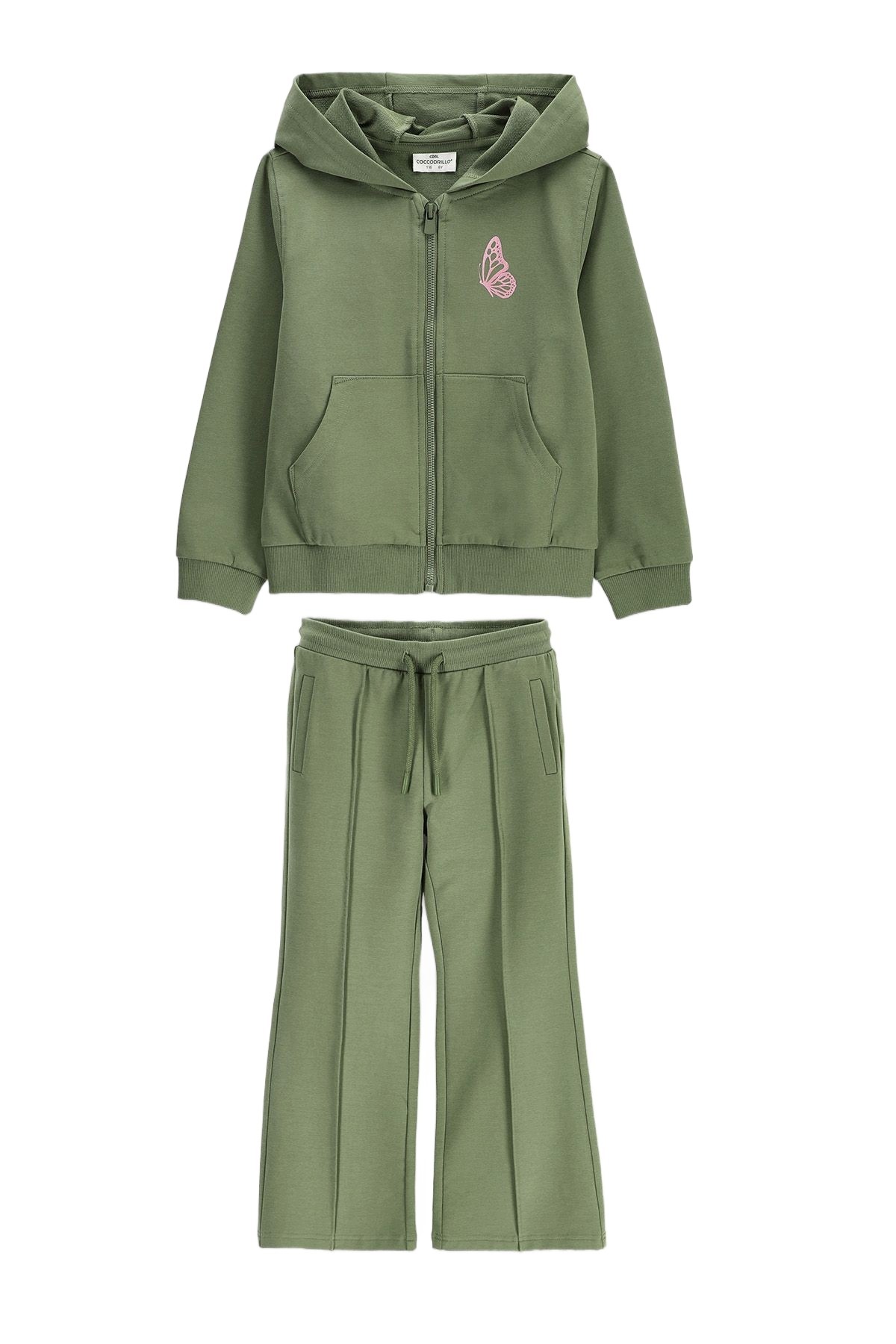 Komplet Dresowy Dziewczęcy Bluza Spodnie Szerokie Khaki 110 Coccodrillo ZC6
