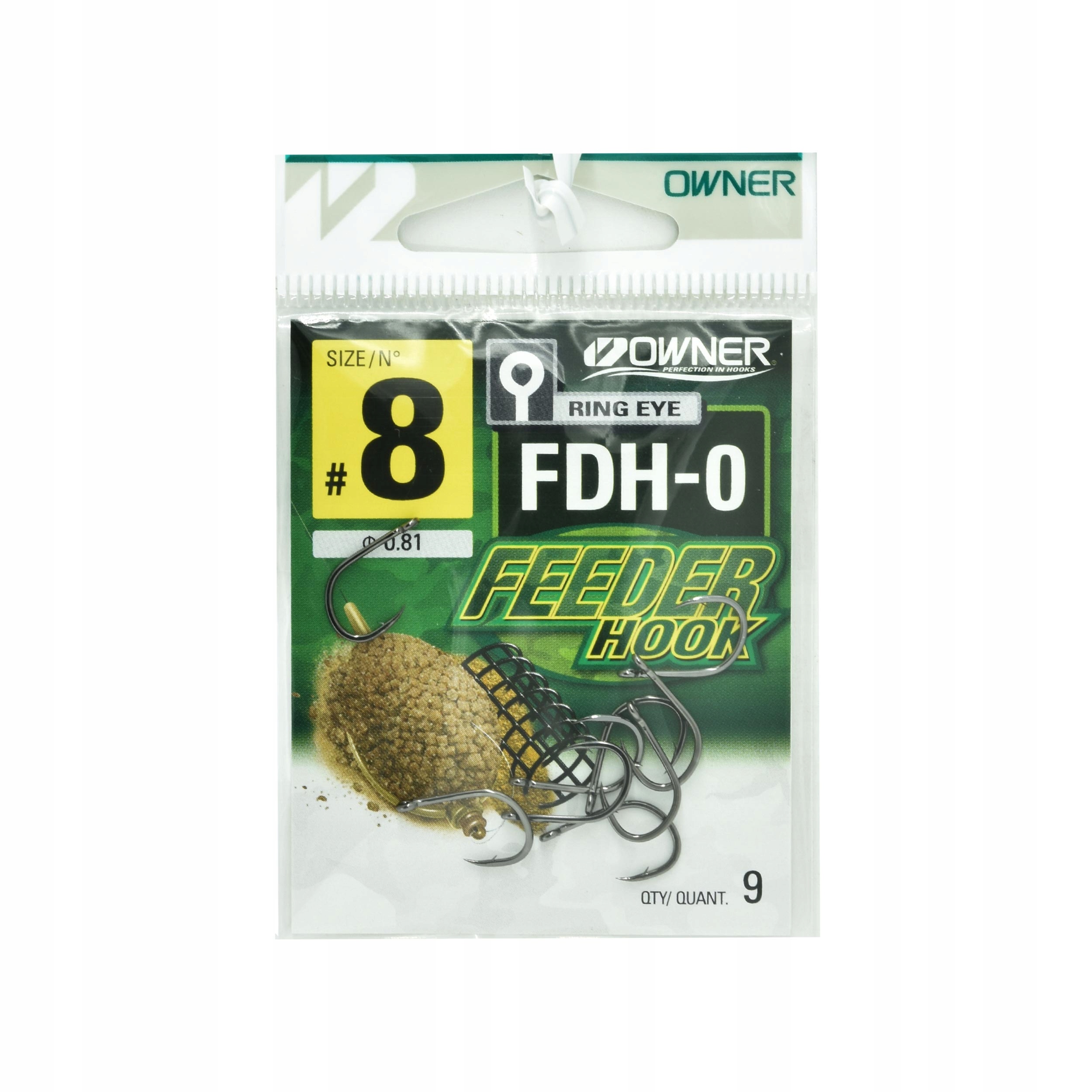 Haczyki Owner Feeder FDH-0 #8 czarne 9szt. koszyczek/podajnik do methody