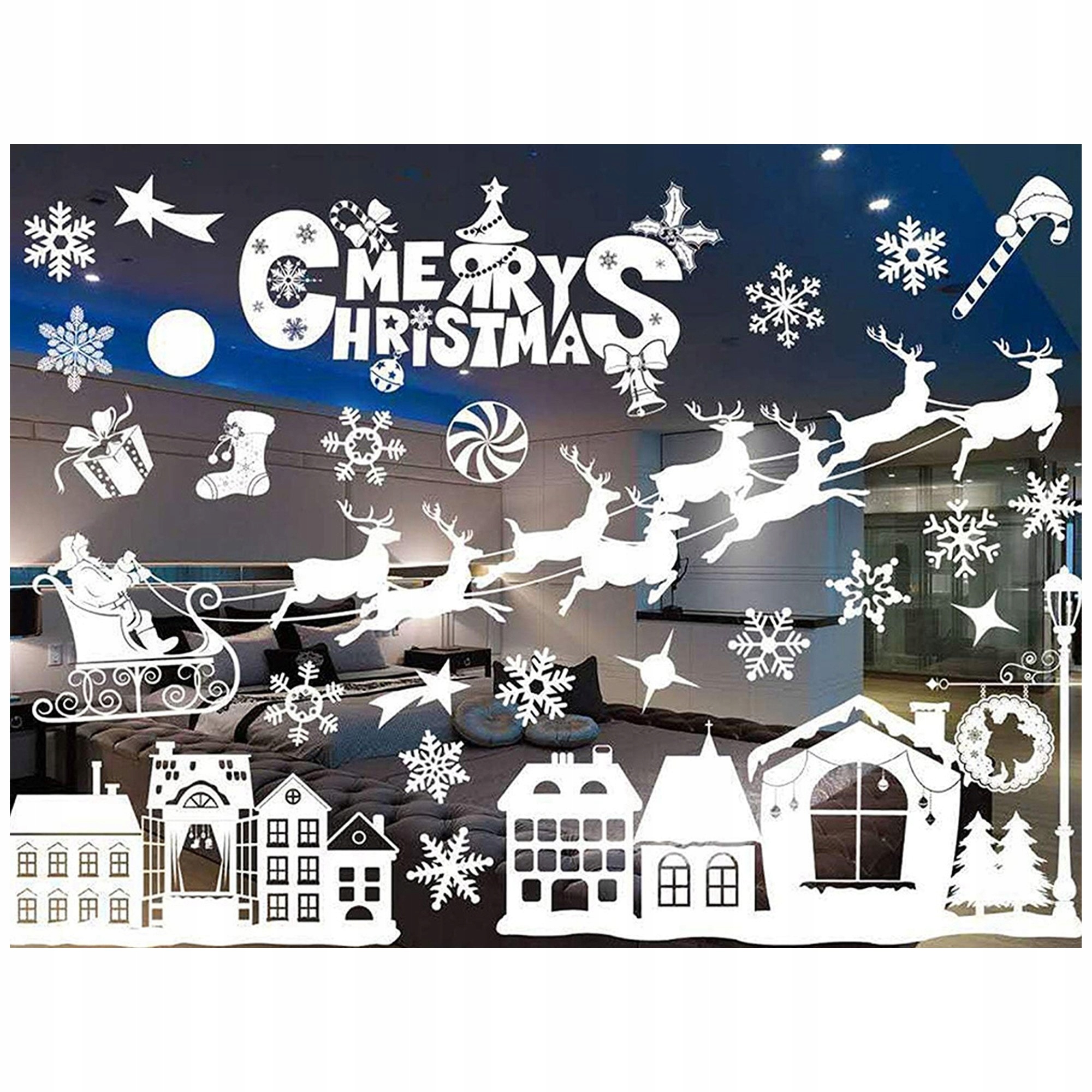 NAKLEJKI NA OKNO ŚWIĄTECZNE SZYBĘ OZDOBY ŚWIĘTA BOŻE NARODZENIE