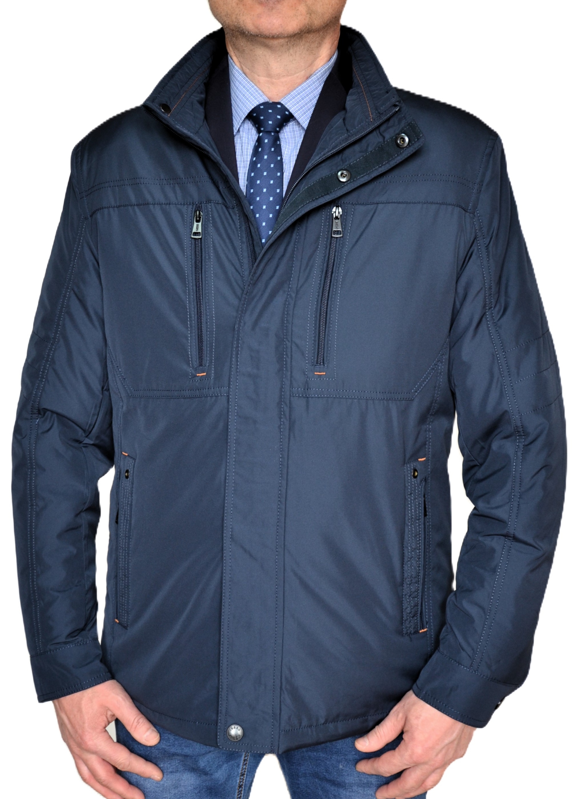 Pánská jarní návštěvnická bunda Jednoduchá Dlouhá Klasická Námořnická Modrá XXL 2XL