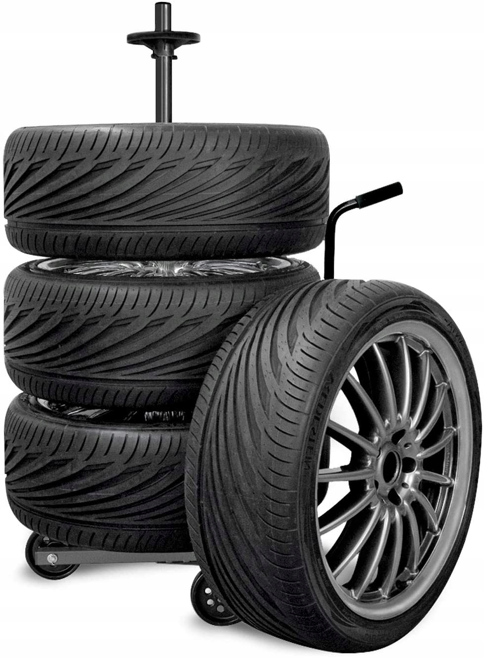 Cartrend 10441 Vozík na pneumatiky automobilov, čierny, 64.5 x 23 x 19.5 cm