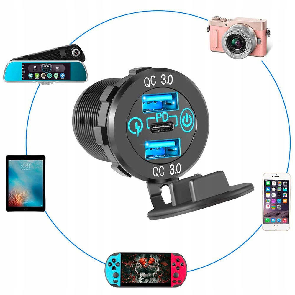 ŁADOWARKA 2x USB QC 3.0 60W W GNIAZDO ZAPALNICZKI EAN (GTIN) 5907765696811