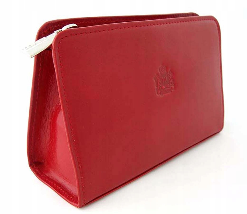 Kosmetyczka damska ze skóry naturalnej, saszetka K-14 Czerwony