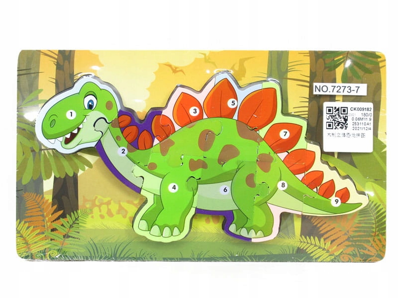 PUZZLE UKŁADANKA DREWNIANA MONTESSORI DINOZAUR 9EL Marka inna