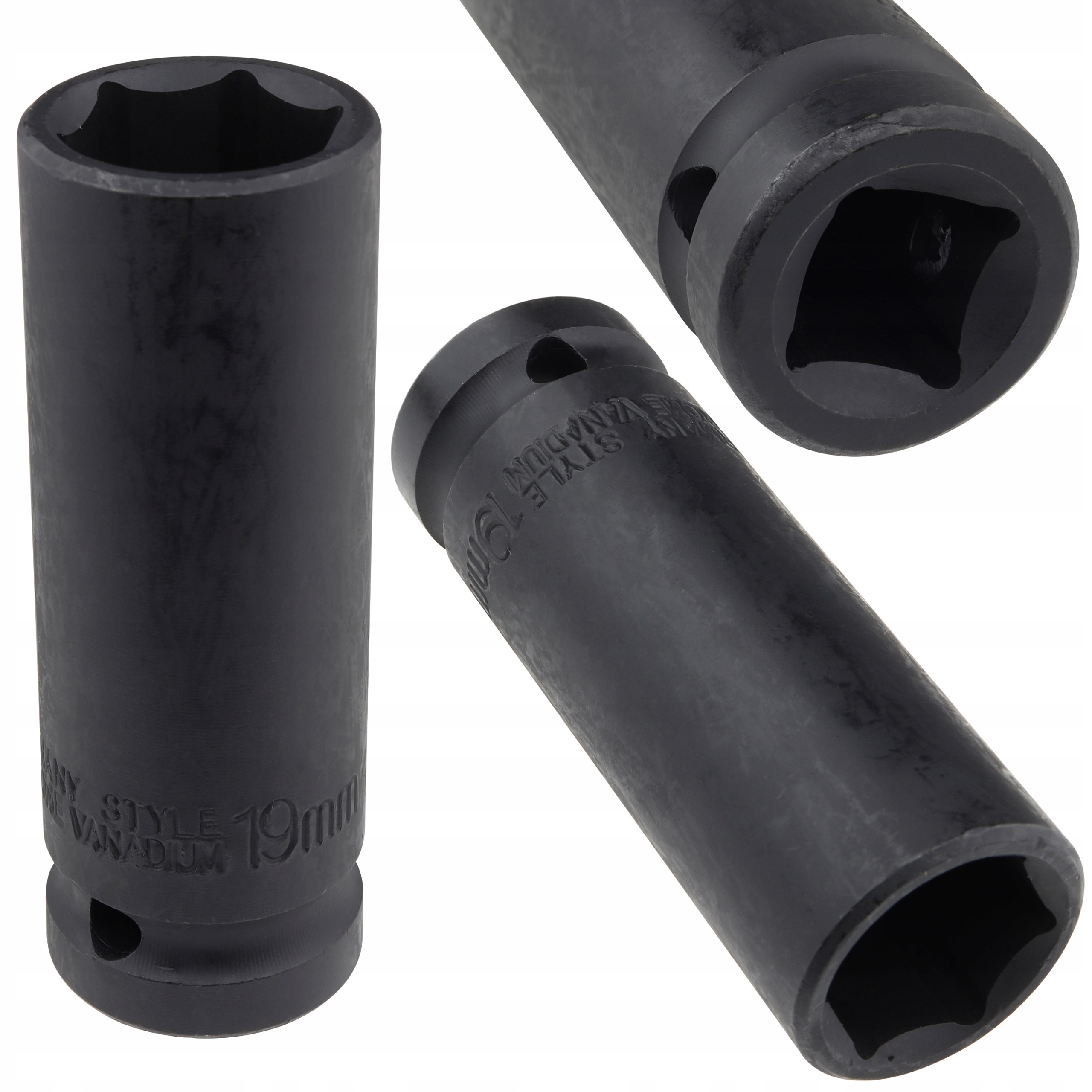 Nasadka Udarowa 1/2" Cala Klucz Udarowy 19MM Długa 78MM Cr-mo 6-kąt. Do Kół