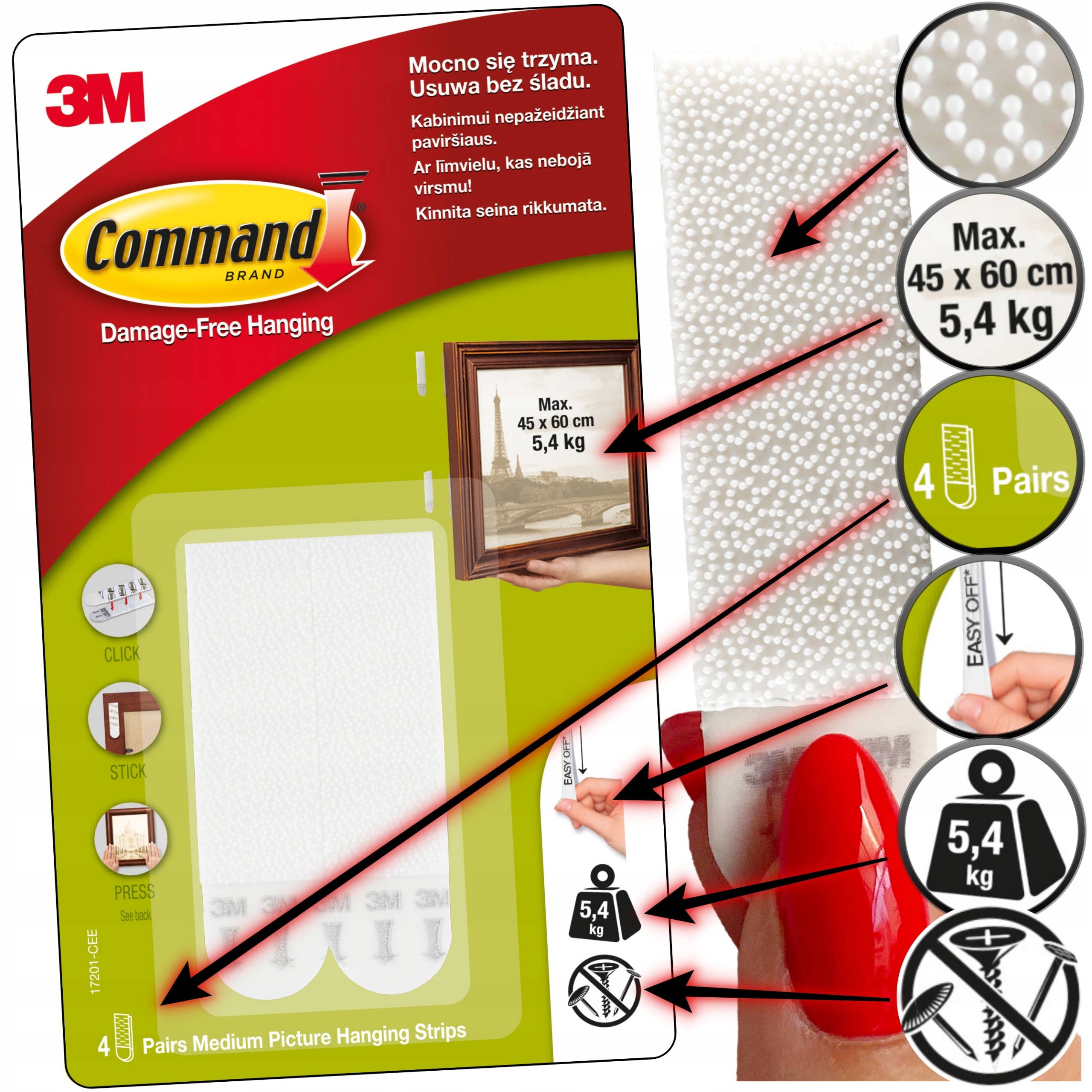 COMMAND RZEPY RAMEK ŚREDNIE 4KPL=8SZT 5,4Kg 17201 Kod producenta 3M-UU007831496