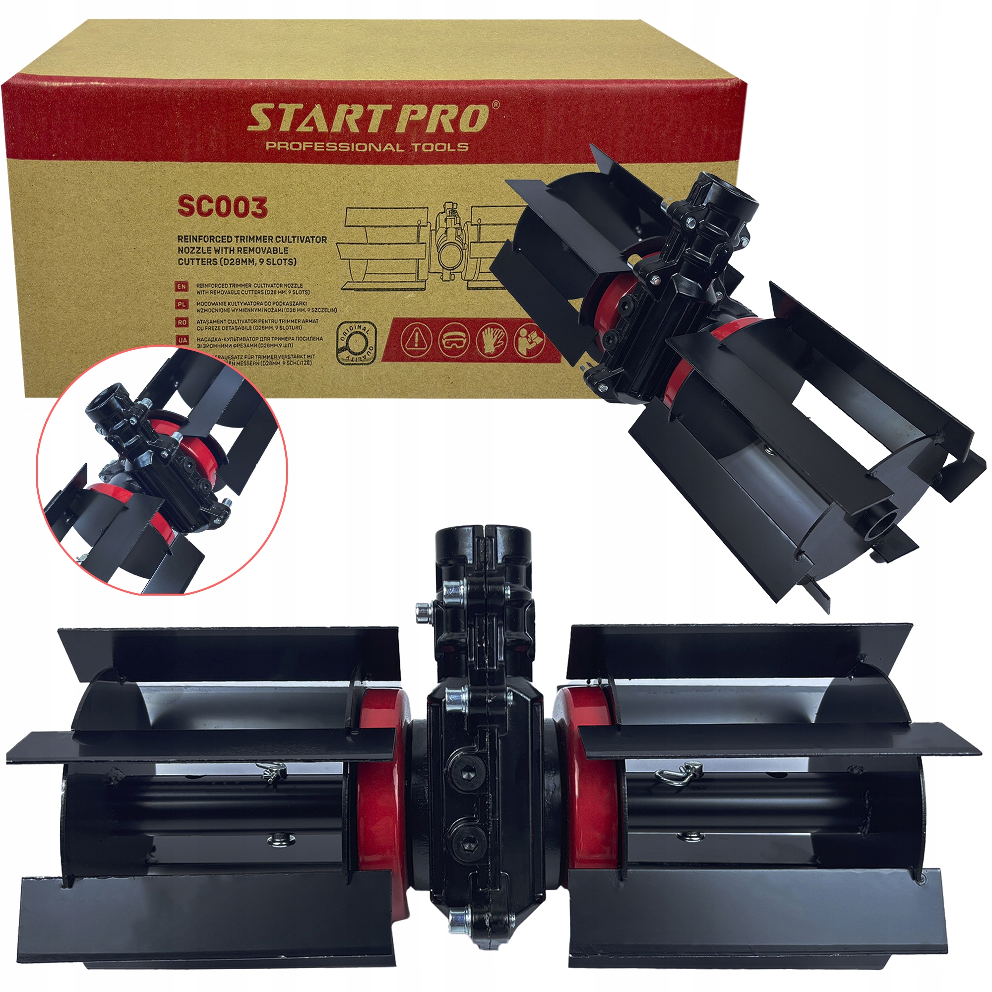 PRZYSTAWKA ADAPTER DO KOSY SPALINOWEJ GLEBOGRYZARKA RURA 28MM 9 FREZÓW 35cm