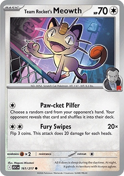 Pokemon Tcg Normalny Team Rocket's Meowth (asc 161)