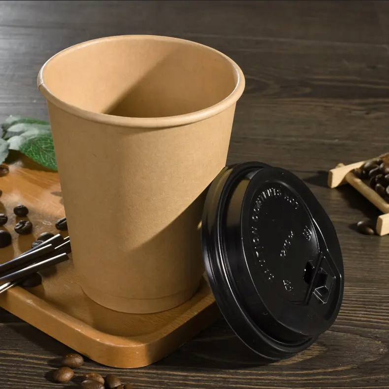 DUŻE KUBKI PAPIEROWE DO KAWY + WIECZKA SZCZELNE JEDNORAZOWE 400ml KRAFT Marka inna