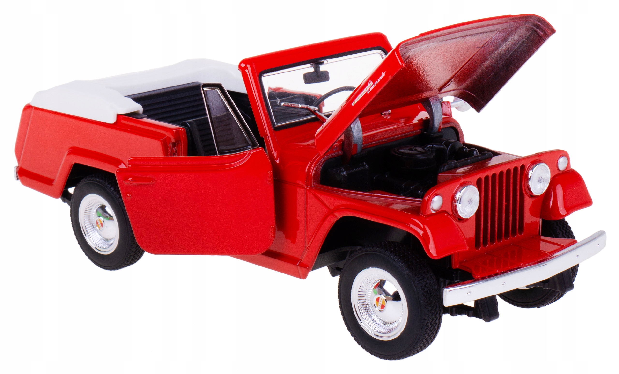 Jeep Jeepster Commando Roadster 1967 Model Kovový Welly 1:24 Červený
