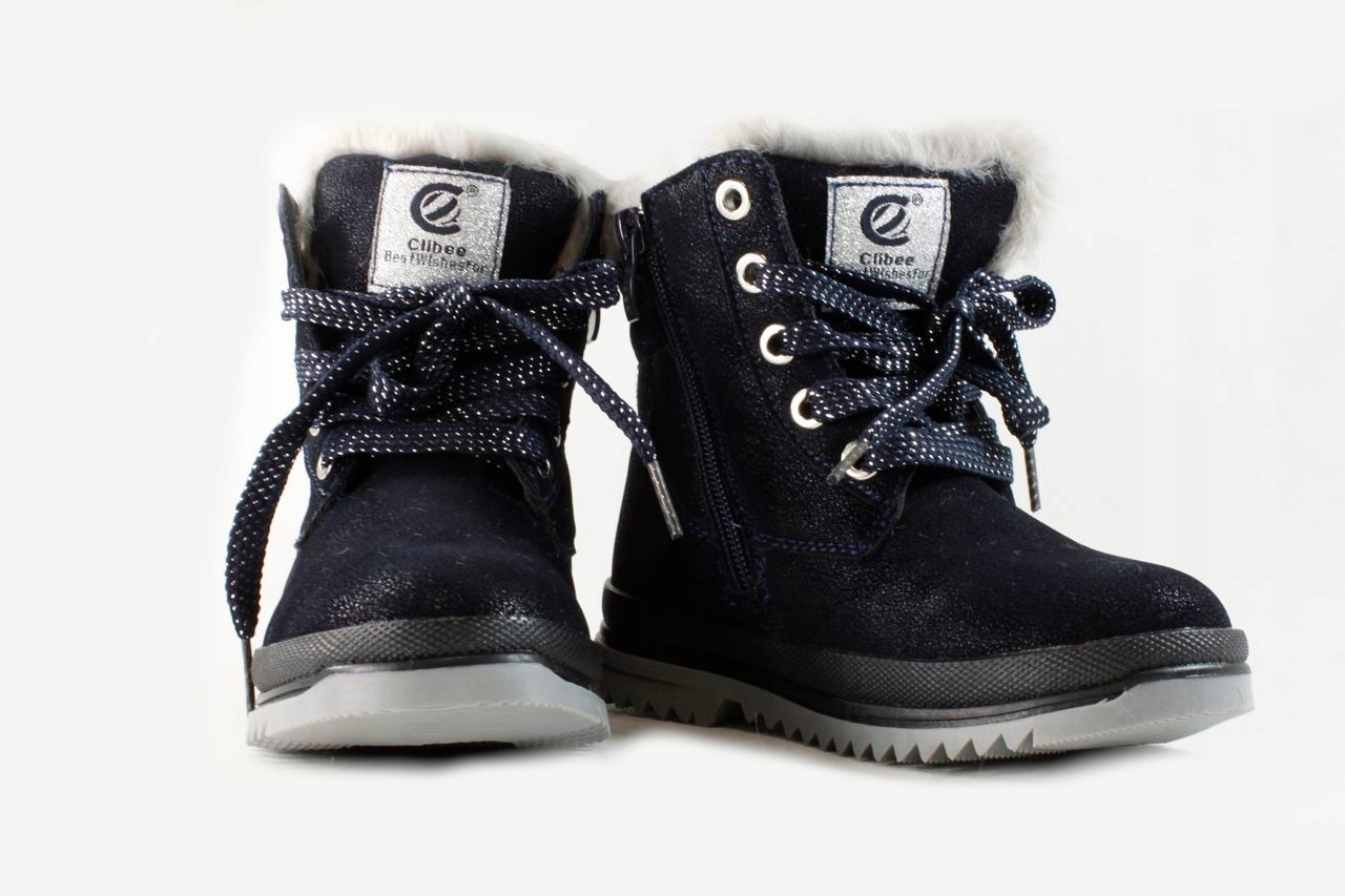 CLIBEE H182 BUTY ZIMA GRANAT ZAMEK WIĄZANE EKO r30 Bohater brak