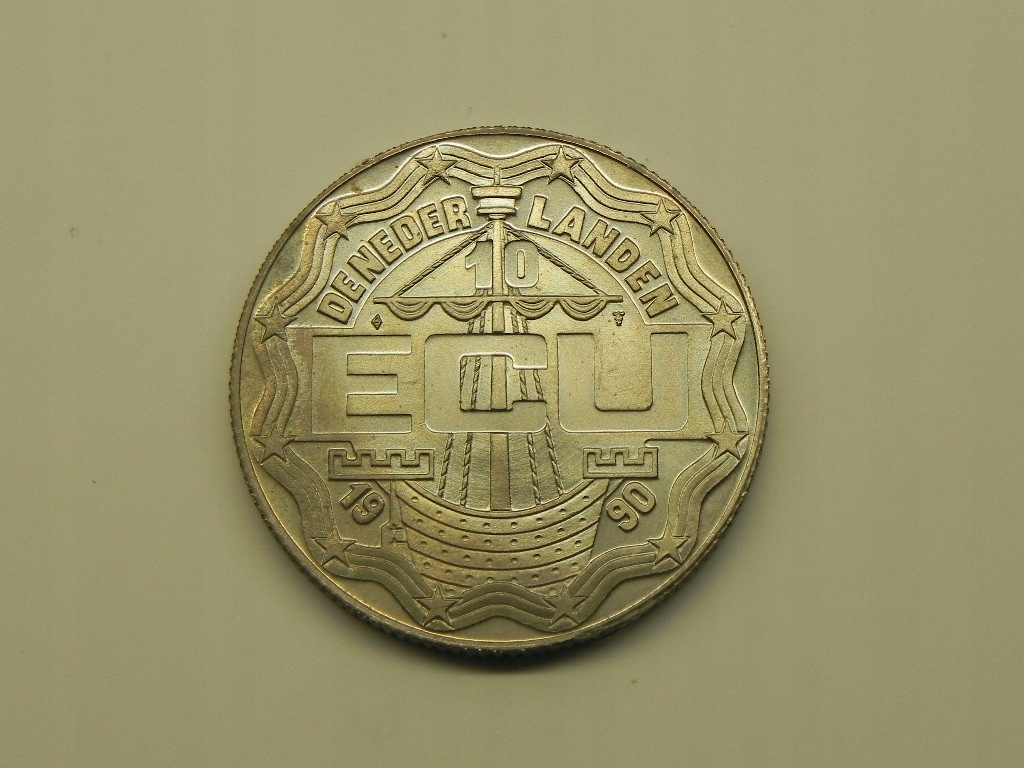 4353/ 10 ECU 1990 HOLANDIA 650 ROCZ. UR. GEERT GROOTE BOK ZĄBKOWANY RZADKA