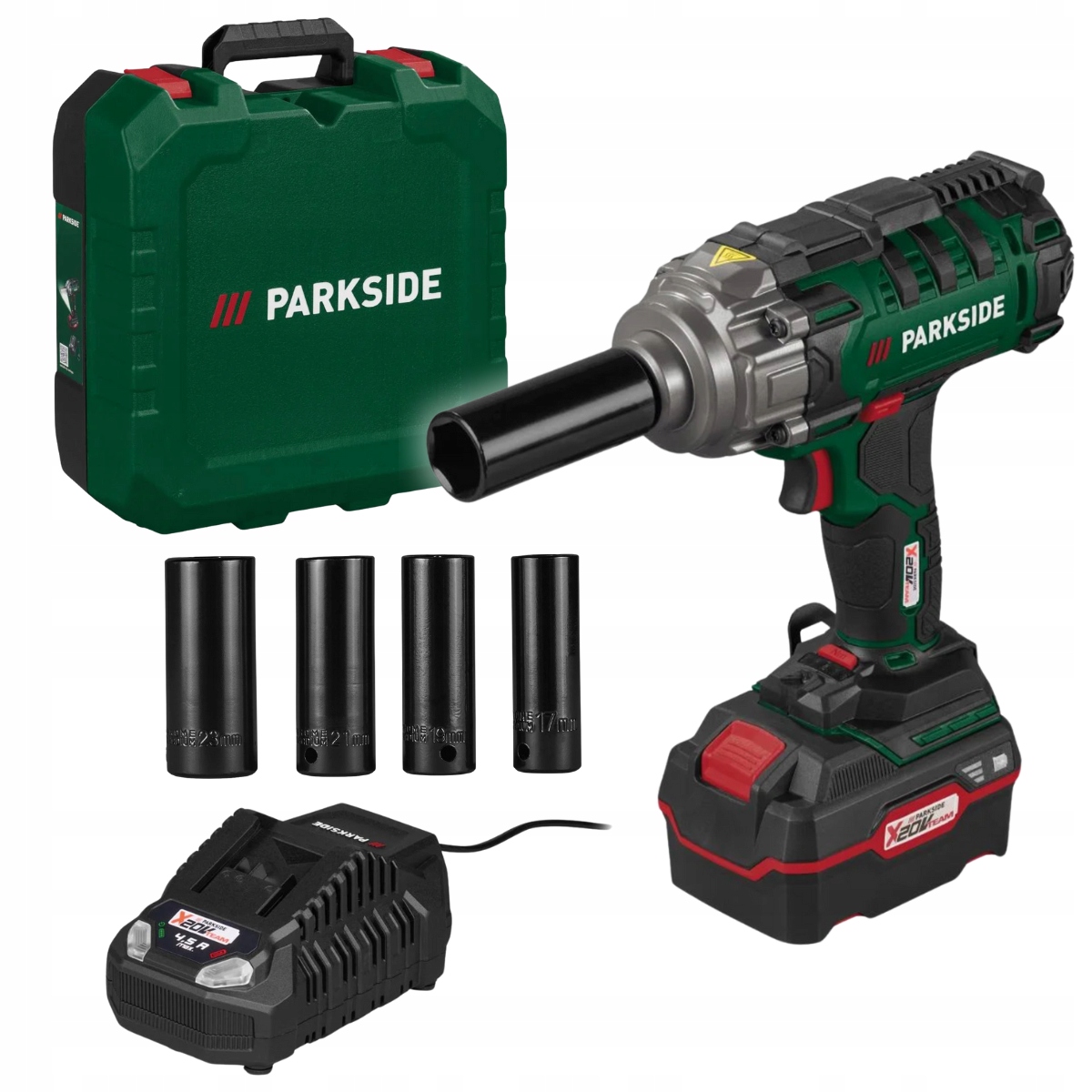 Parkside Passk Aku Rázový Utahovák 20 V 4 Ah Nabíječka baterií Kufr