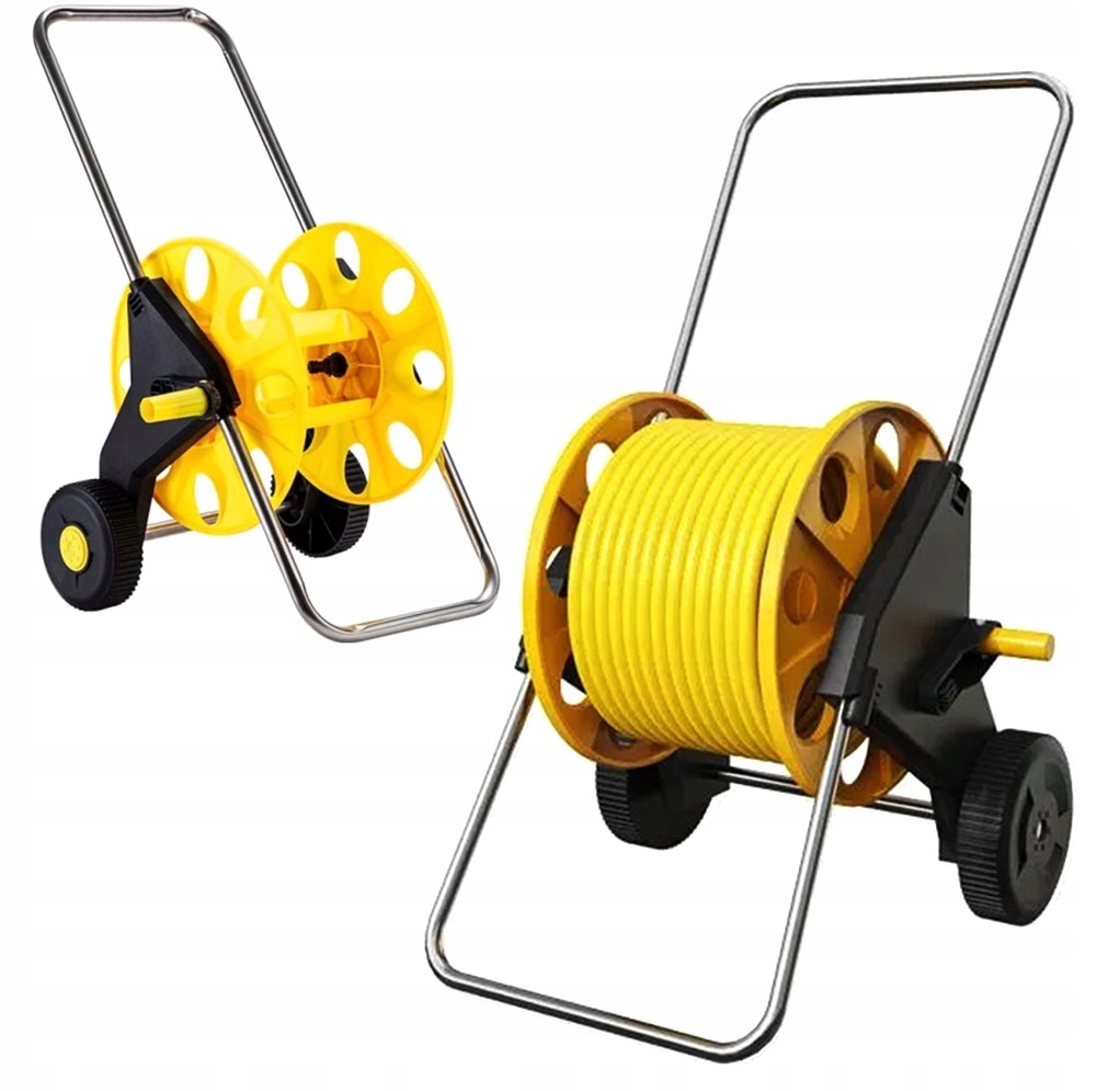 Wózek Na Wąż Ogrodowy 1/2'' 50m Zwijacz Bęben Solidny Zwijak Na Kołach