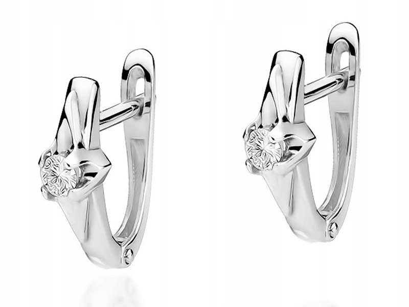 Zlaté náušnice 585 Subtilní S Brilianty 2,10g diamanty pro ni 14k módní