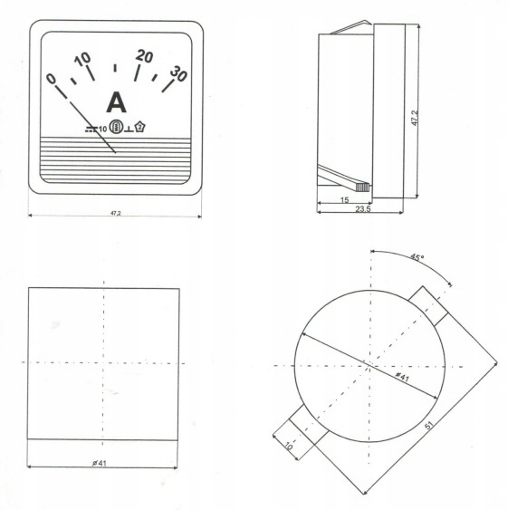 Miernik wskaźnik Amperomierz 12A analogowy (3189) Kod producenta M143