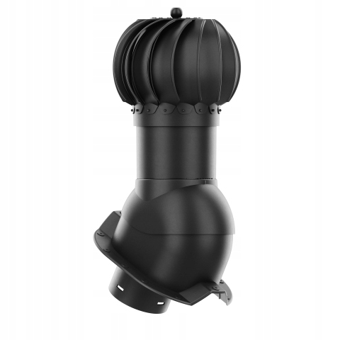 Větrací komín Otočný kulový fi125 Trapez T35 Černý 9005