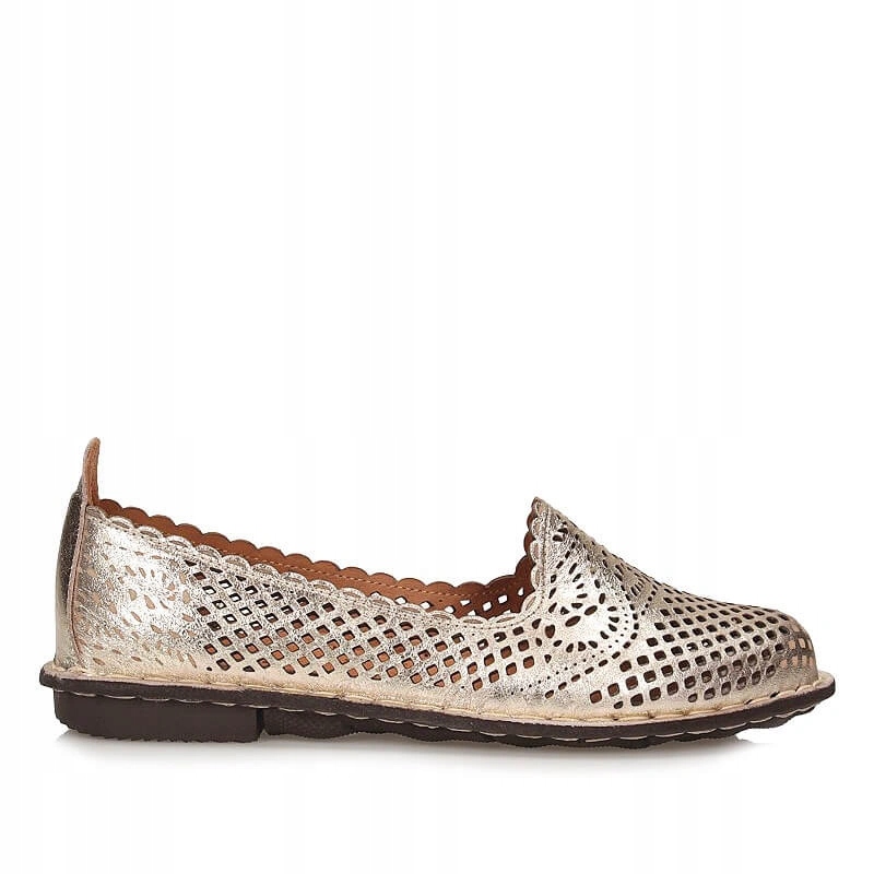 Dámské polobotky Comfortable 830048-82 zlaté, zlaté, ažurové, nazouvací, kožené