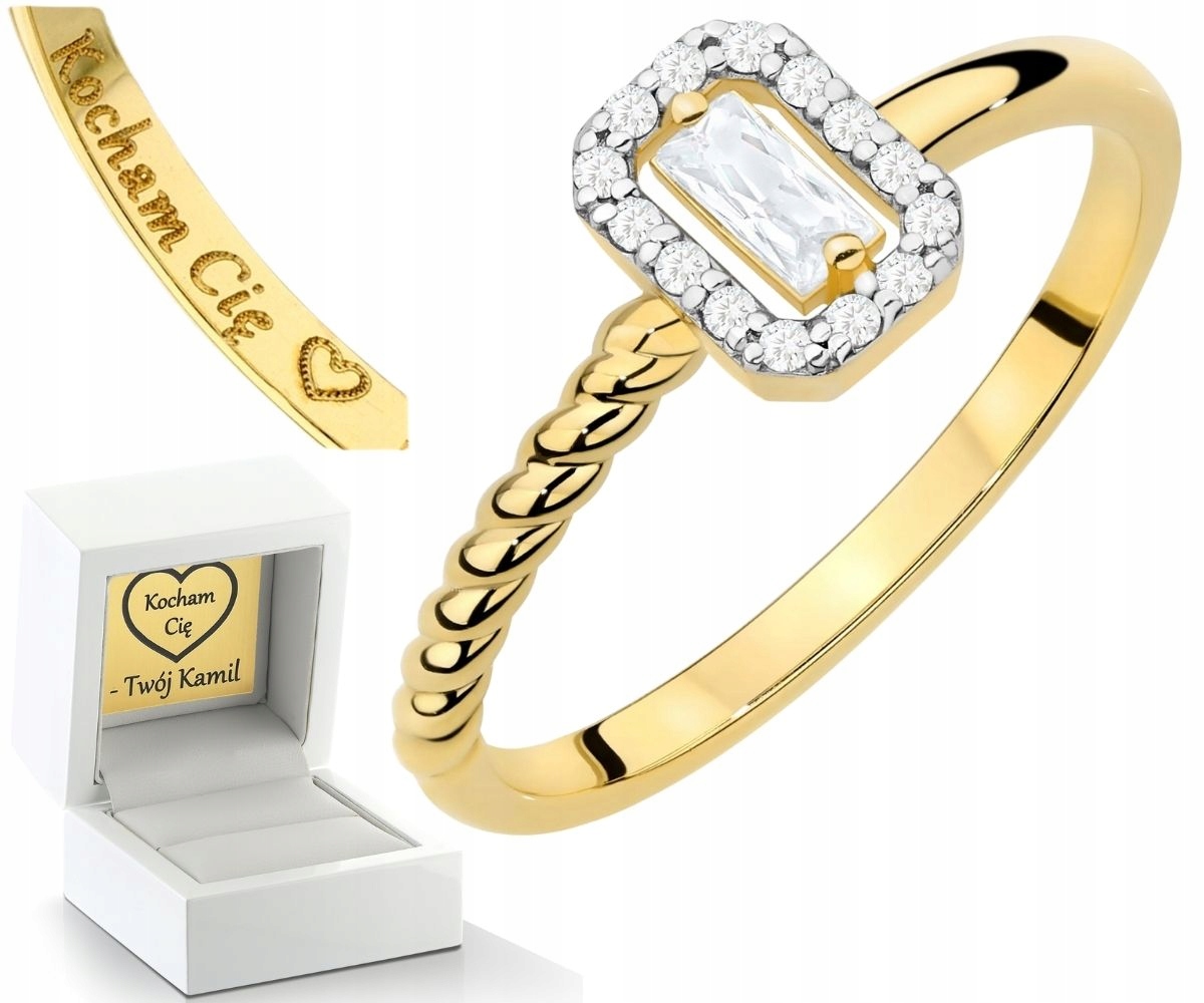 Zlatý Prstýnek Diamanty Žluté Zlato Gravírování Bonus 585 Dárek
