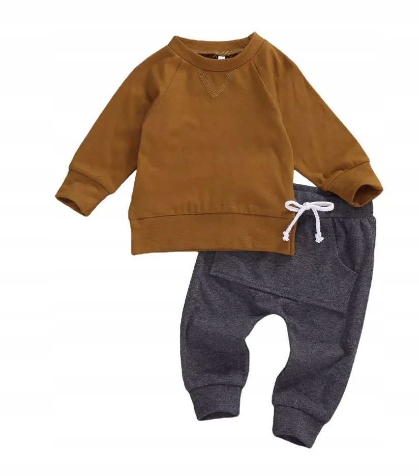 

Dresik chłopięcy spodnie baggy bluza brązowa 74 80